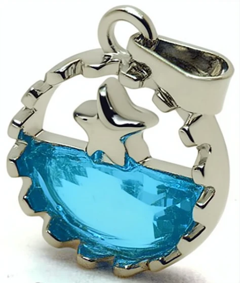 Dije de aceroquirurgico cubic turqueza mar con mini estrella 18mm